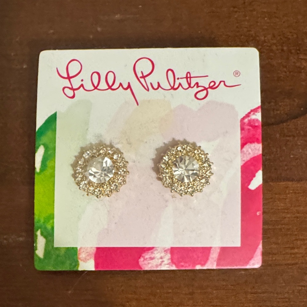 Lilly Pulitzer Crystal and Gold Halo Earrings